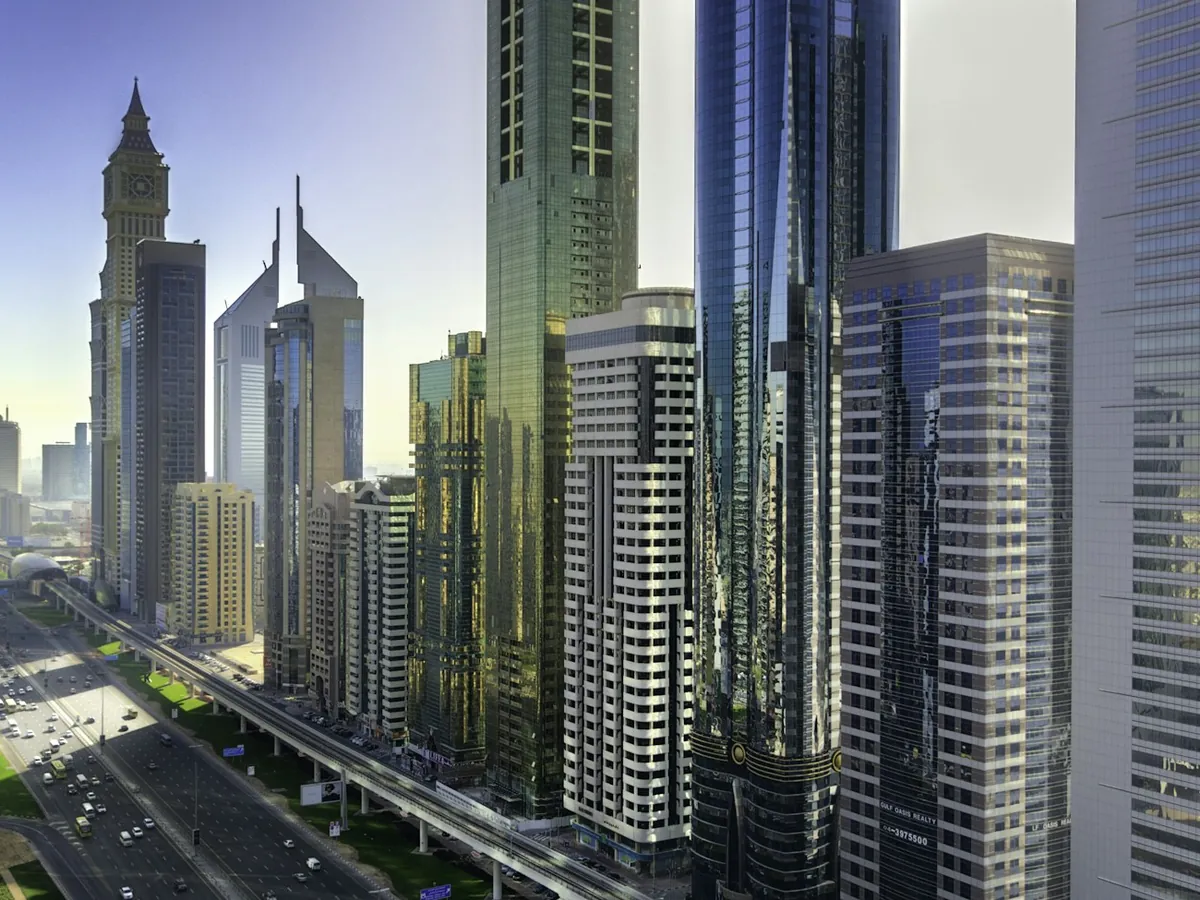Office towers along Sheikh Zayed Road, Dubai