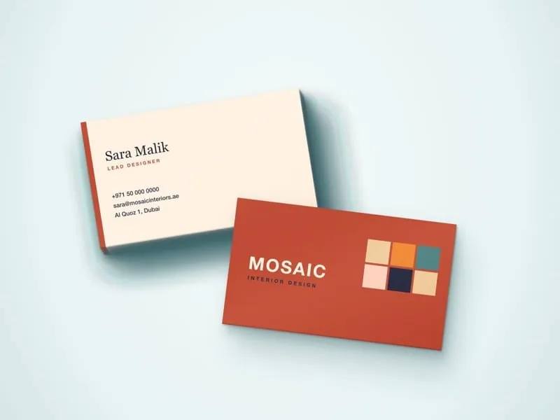 Stack of blank business cards on a desk
