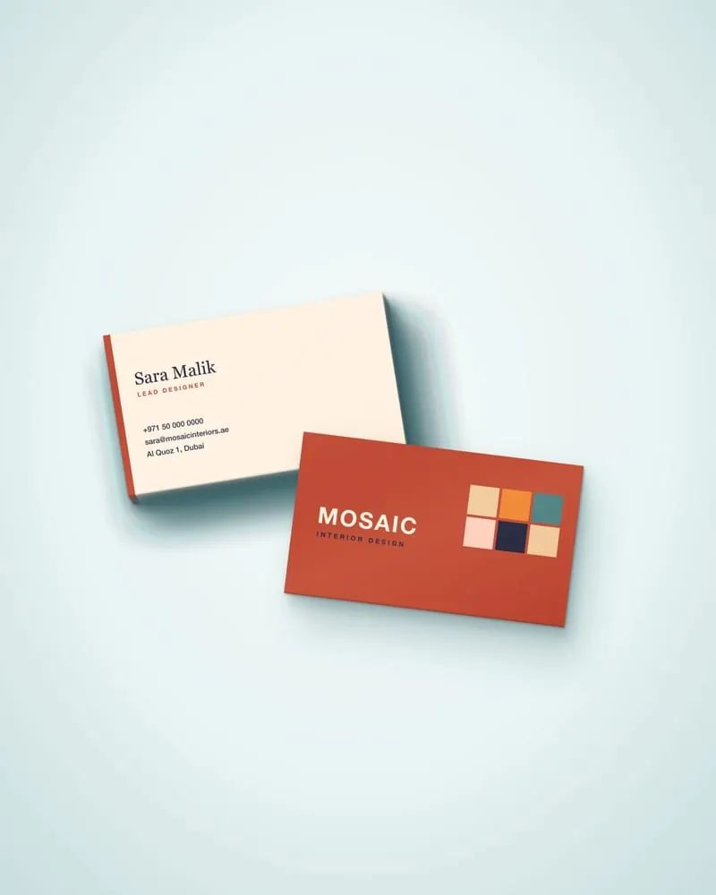 Stack of blank business cards on a desk