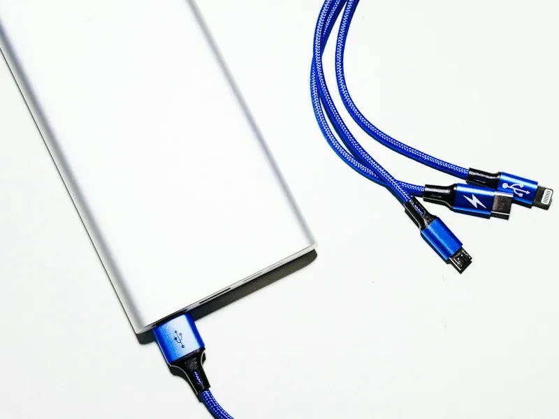Power bank with braided charging cables