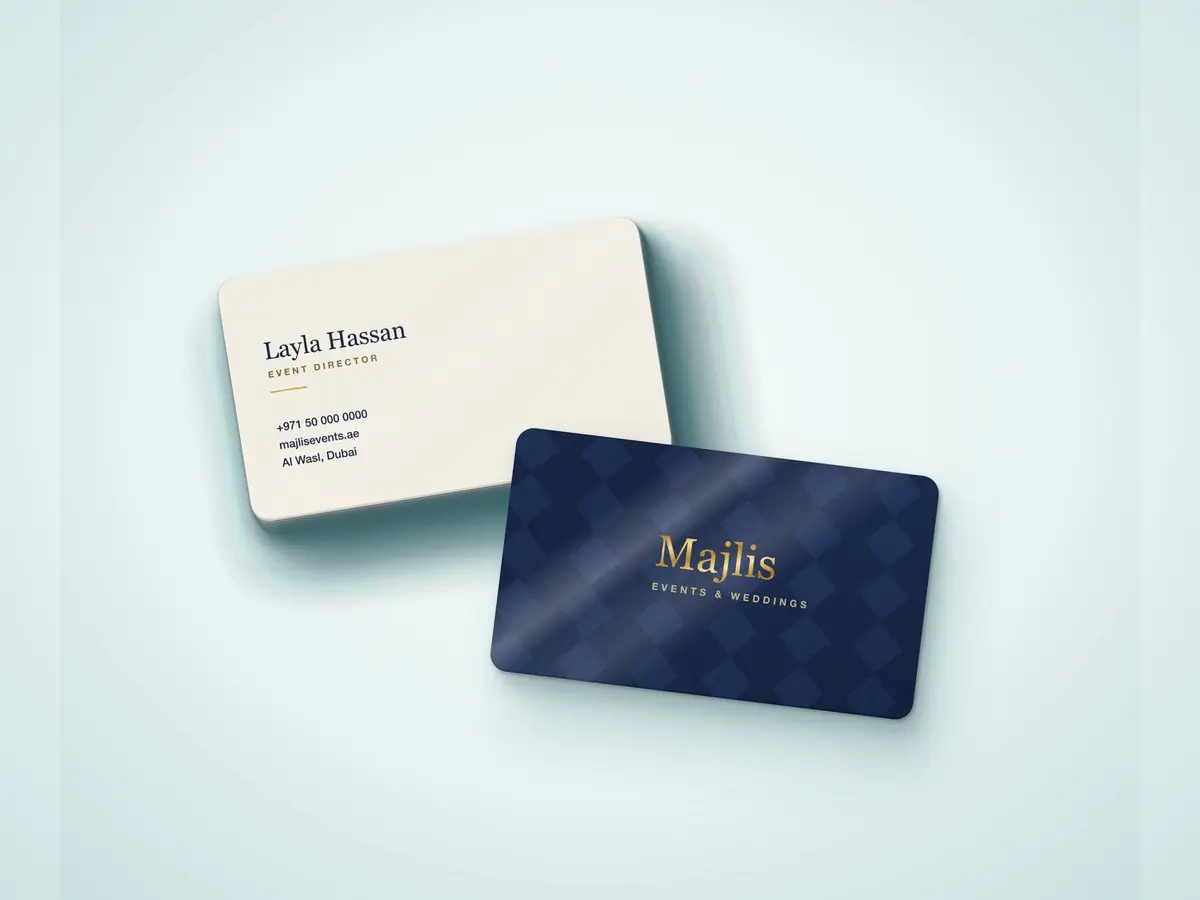 Premium Business Card – Rounded Corners, Gold Foil + Spot UV with Matte Lamination