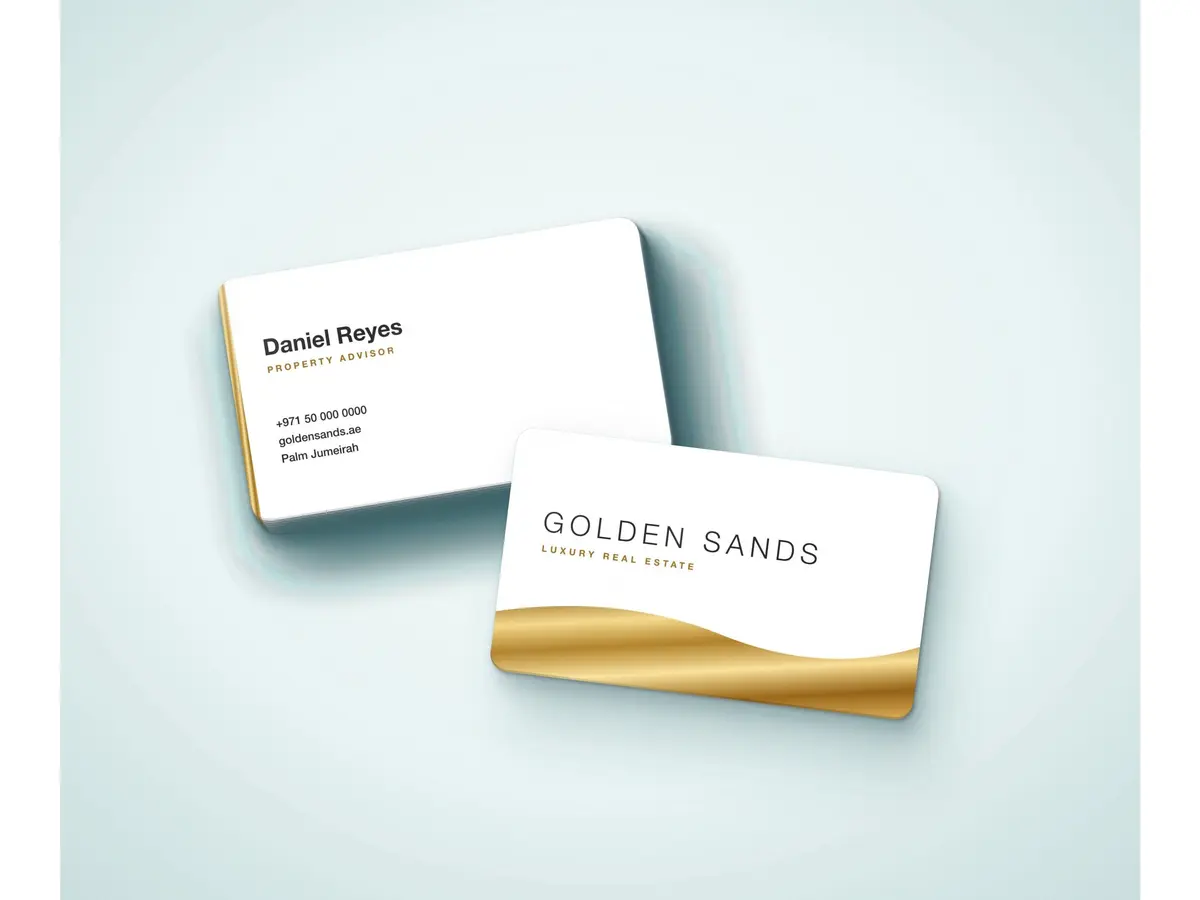 Premium Business Card – Rounded Corners, Gold Foil with Gloss Lamination