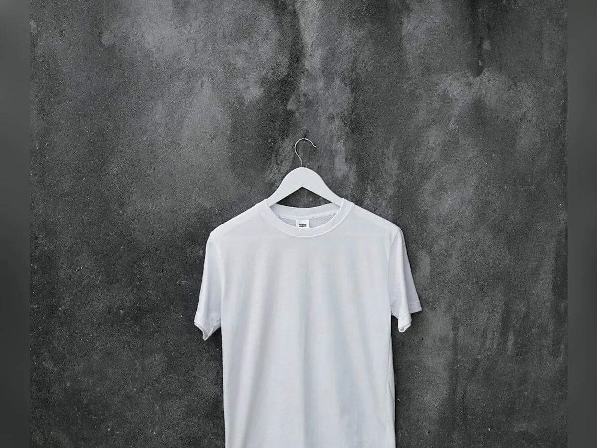Plain white T-shirt on a hanger